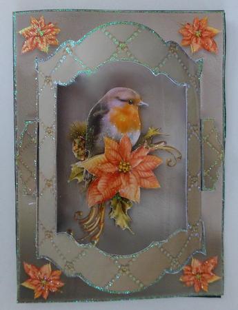 Robin Red Breast & Poinsettia Push to Beau Window Card Kit by Julianne Harris