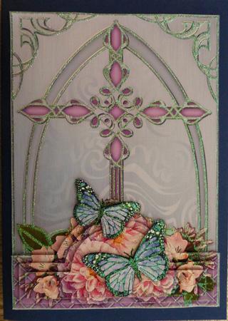 Fancy Cross Pastel Bouquet & Butterfly Pyramid & Decoupage by Julianne Harris