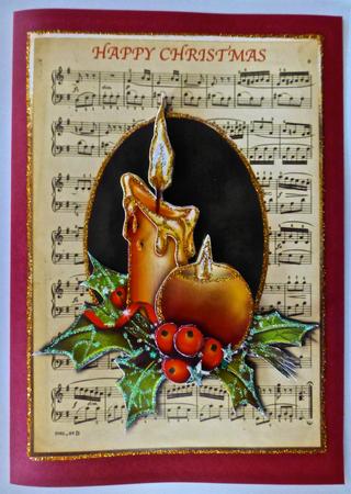 Sheet Music Christmas Candles Green by Julianne Harris