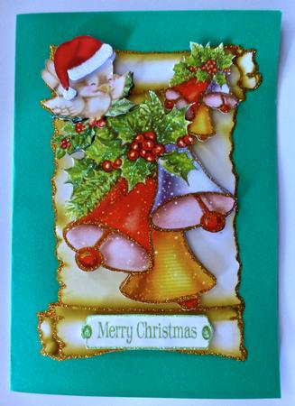 Christmas Bells on a Scroll with Robin by Julianne Harris