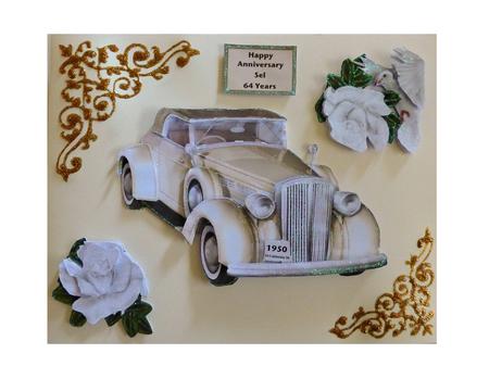 Wedding Car with White Roses A4 by Julianne Harris