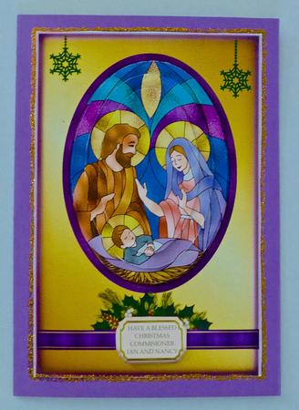 Stained Glas Oval Nativity Pyramid by Julianne Harris