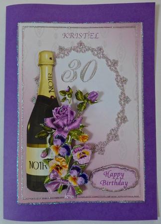 Champagne and Flowers 30th Birthday Decoupage Card by Julianne Harris
