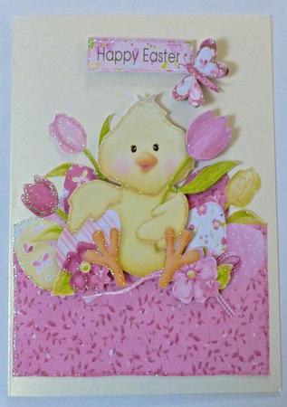 Over the Edge Easter Chick with Eggs & Flowers by Julianne Harris