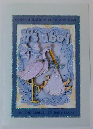 Cute Baby Boy! Carried by a Stork by Julianne Harris