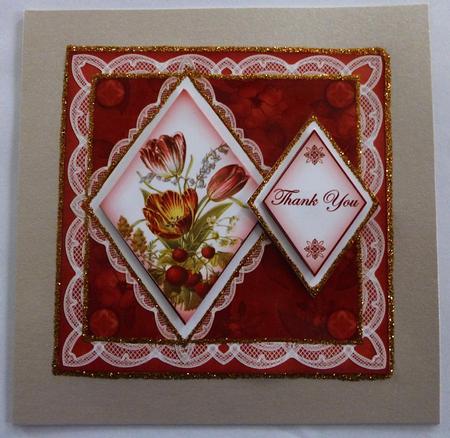Red Tulips Thank You 7in Double Diamond Topper by Julianne Harris
