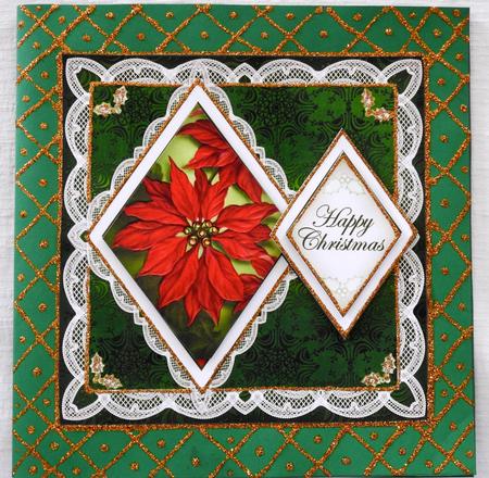 Poinsettia Happy Christmas 7in Double Diamond Topper by Julianne Harris