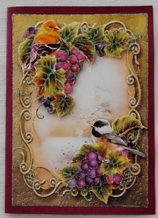 Birds & Grapes Golden Scene by Julianne Harris