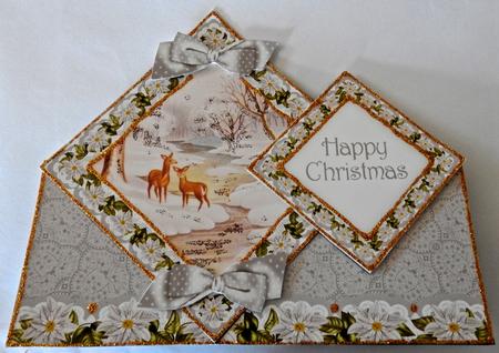 Snow Deer Hc Diamond Doily Stand Up Card Mini Kit by Julianne Harris