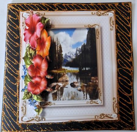 Beautiful Lake Scene with Hibiscus  by Julianne Harris