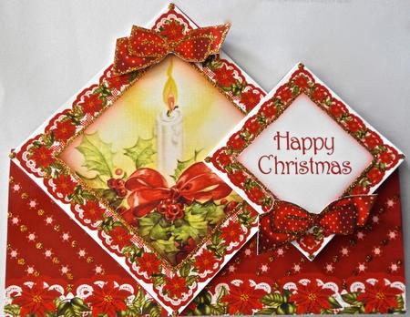 Red Candle Christmas Diamond Doily Stand Up Card Mini Kit by Julianne Harris