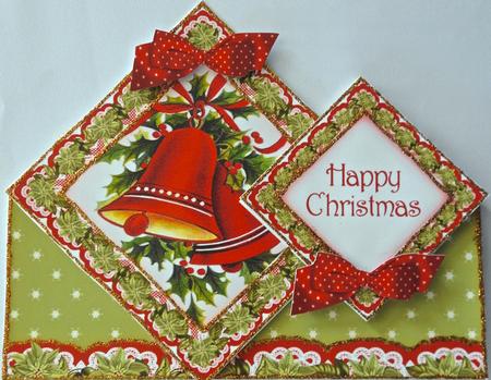 Bells Green Christmas Diamond Doily Stand Up Card Mini Kit by Julianne Harris