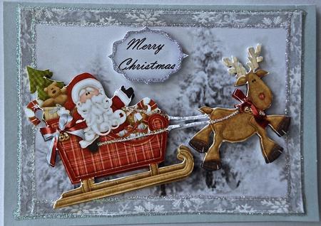 Santa & His Sledge on Snow Scene by Julianne Harris