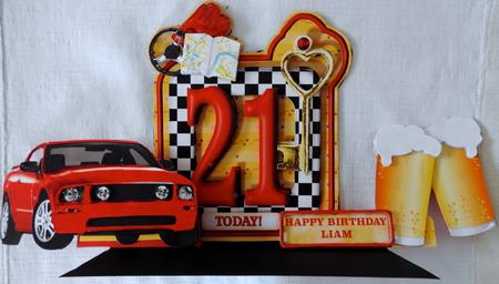 Giant Easel Tableau 3D Card Kit - Cheers! 21 Today by Julianne Harris