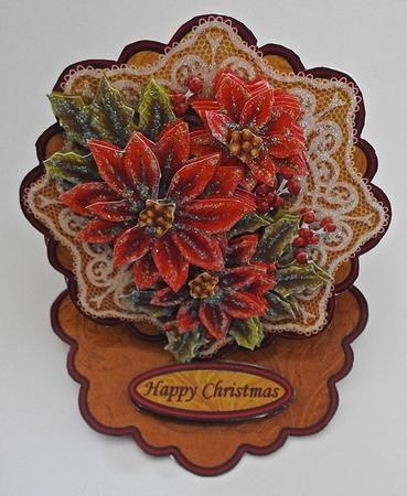 Poinsettias and Lace Flower Shaped Easel Card Kit by Julianne Harris