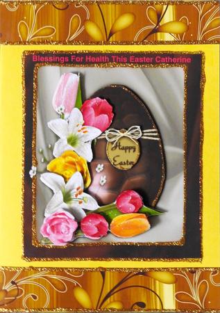 Chocolate Easter Egg and Flowers by Julianne Harris