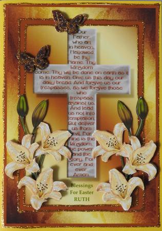 The Lord's Prayer on Cross 3 with Decoupage Card by Julianne Harris