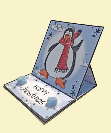 Brand New Penguin & Snowballs Christmas 5 Minute Easel Card by JULIE ALSAADY