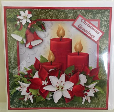 Christmas Candles Decoupage Card Front by JULIE ALSAADY