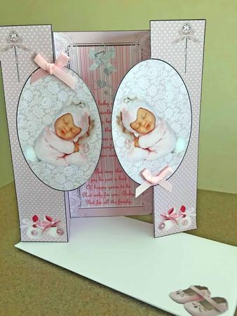 A New Baby Girl Double Oval Fold Back Card Featured Gallery Photo