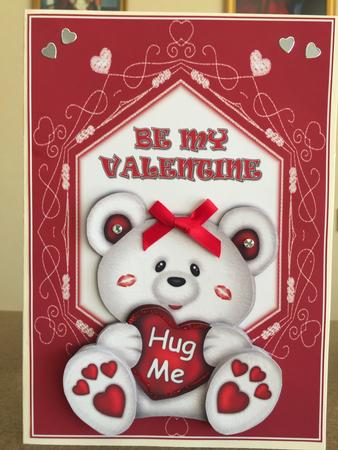Hug Me Bear White Card Front by JULIE ALSAADY