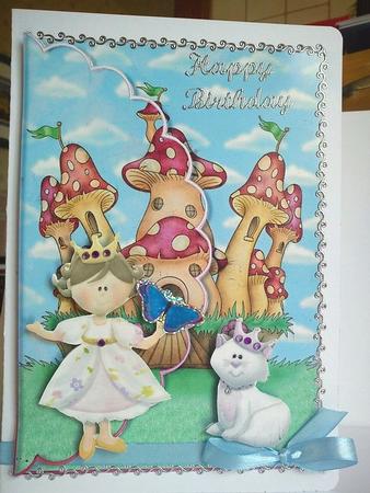 Princess at Fairy Castle Scalloped Edge Envelope Card by Julie Daughtrey