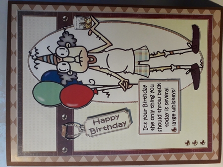 Gus has a drink or two on his birthday quick card by Julie Hart