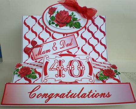 Red Roses Ruby Wedding Stepper Card by Julie Hart