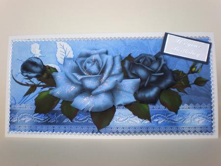 Blue Moon Roses Trifold Panels by Julie Hart
