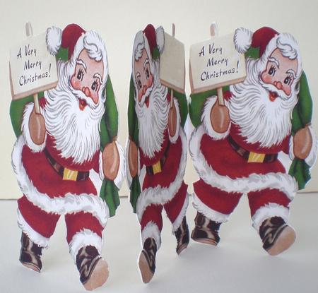 Tri Fold Santas Apply to Card and Concertina Fold by Julie Hart