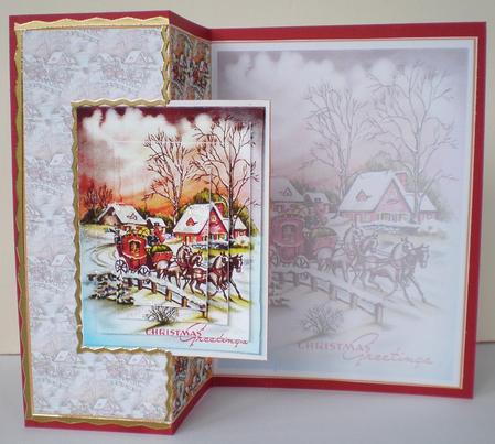 Christmas Greetings Winter Scene Foldback by Julie Hart