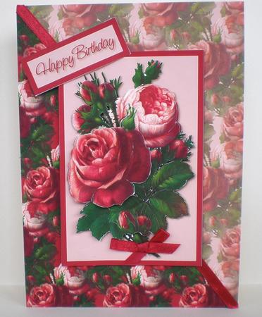 Red and Pink Roses Card Front by Julie Hart