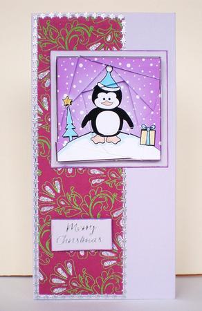 Xmas Penguin Quick Card with Twisted Spiral Side Stacker by Julie Hart