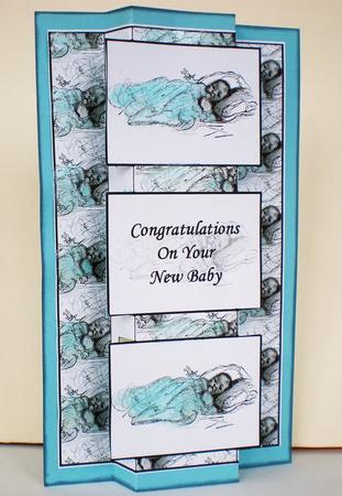 New Baby Fold Back 3 Panel Card by Julie Hart