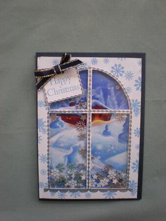 Christmas Winter Log House Window Card Kit by Julie Hart