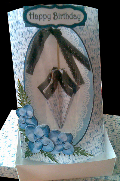 Blue Fern Parasol Pillow Card by Julie Hill