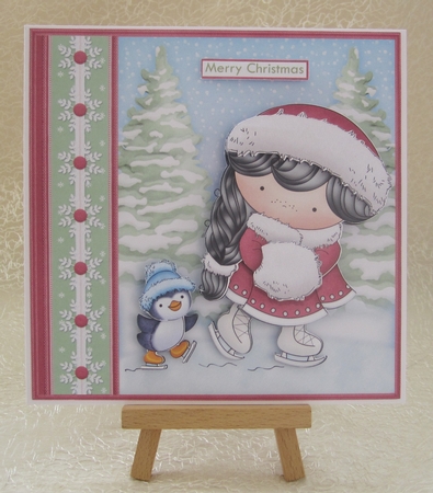 SKATING IZZY Black Hair Christmas 7.5 Decoupage & Insert Mini Kit by Julie Jenner