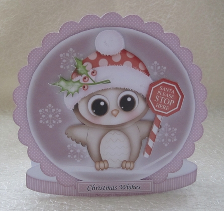 Santa Stop Here Olivia Owl Pink Shaped Card Kit by Julie Jenner