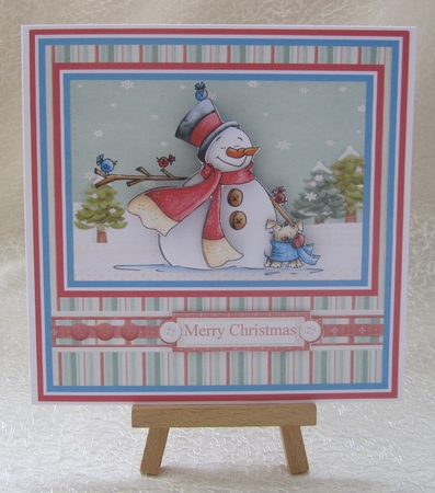Snowman and friend dog by Julie Jenner