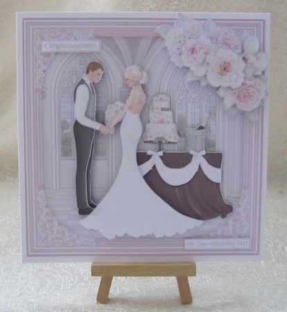 WEDDING TO HAVE & TO HOLD PINK 7.5 Decoupage Card & Insert by Julie Jenner