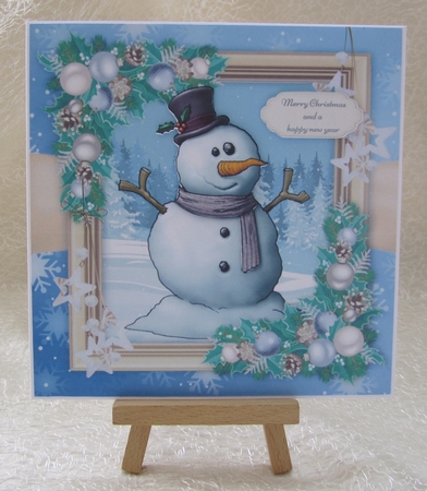 Cute Snowman In Top Hat 8x8 by Julie Jenner