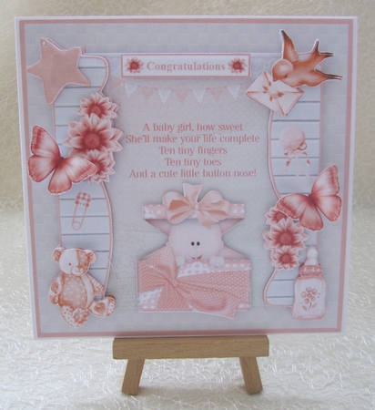New Baby Girl Card Mini Kit & Decoupage by Julie Jenner
