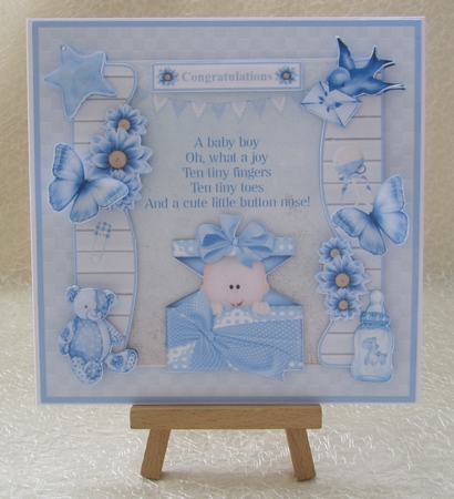 New Baby Boy Card Mini Kit & Decoupage by Julie Jenner