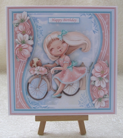 GIRL ON BIKE 7.5 Decoupage & Optional Ages Card Kit by Julie Jenner