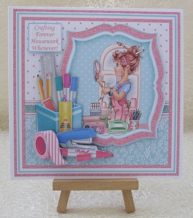 CRAFTING FOREVER HOUSEWORK WHENEVER Humorous 7.5 Decoupage Kit by Julie Jenner