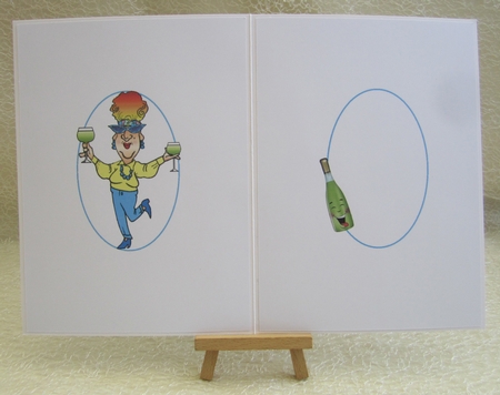 Edna has a glass in each hand insert by Julie Jenner