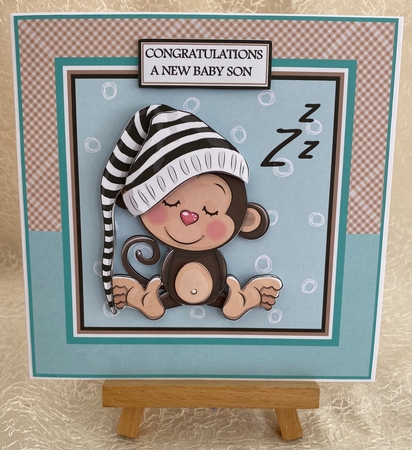 7X7 Little Sleepy Monkey Blank Insert & More decoupage Layers  by Julie Jenner