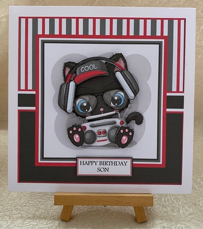 7X7 Hip Hop Cool Cat Blank Insert with more decoupage layers  by Julie Jenner