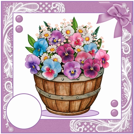Bucket of Flowers Designer Resource Decoupage - 7 layers  by Julie Jenner
