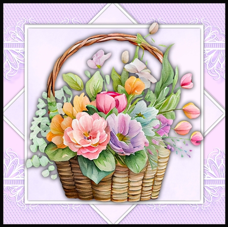 8x8 Mini Kit, Beautiful Basket of spring Flowers 2 by Julie Jenner